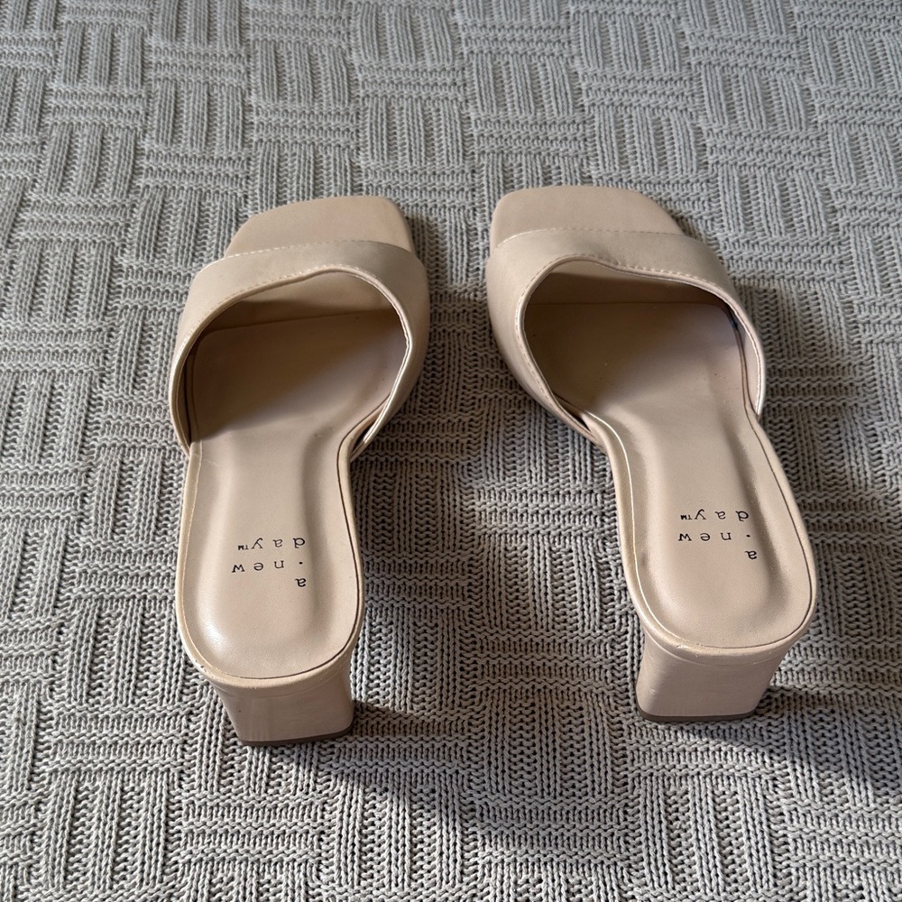 A New Day Women's Beige Heeled Mules - Picture 2 of 8